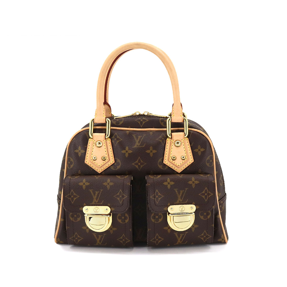 Louis Vuitton Monogram Manhattan PM Hand Bag Brown Gold Hardware